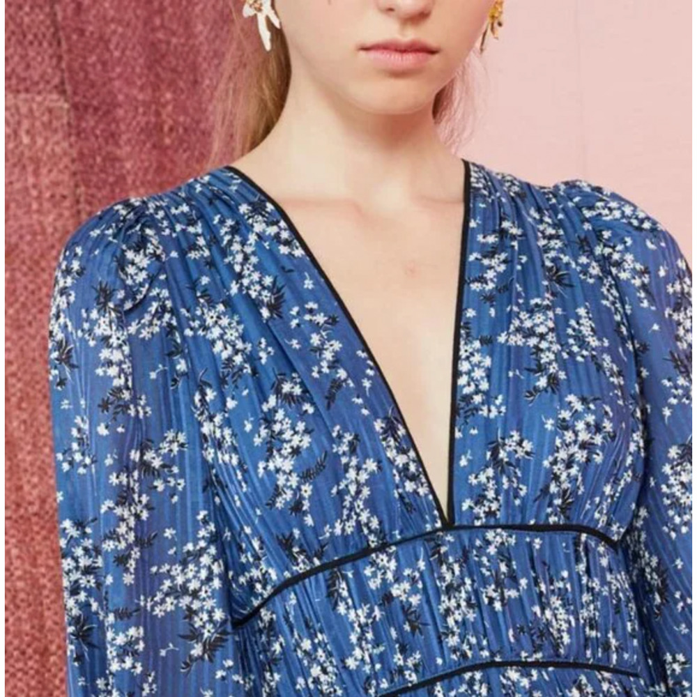 Ulla Johnson 2 Joan $479 Silk Cotton Puff Sleeve Midi Dress Cottagecore Coquette - Picture 2 of 12